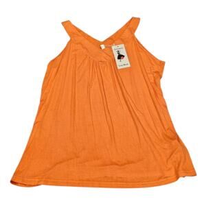 Leo Rosi Orange Flowy V Neck Tank Top Med